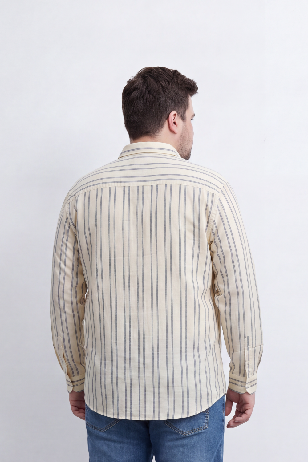 Men's Tomato Store Striped Big Size Shirt Vertical Pinstripe Design Button-Down Collar Long Sleeve