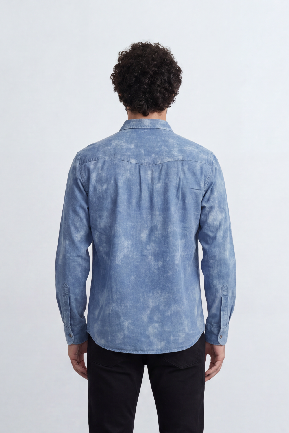 Men’s Tomato Store Night Wash Utility Shirt Cloudy Distress Texture Covers Body Snap Button Front Regular Fit