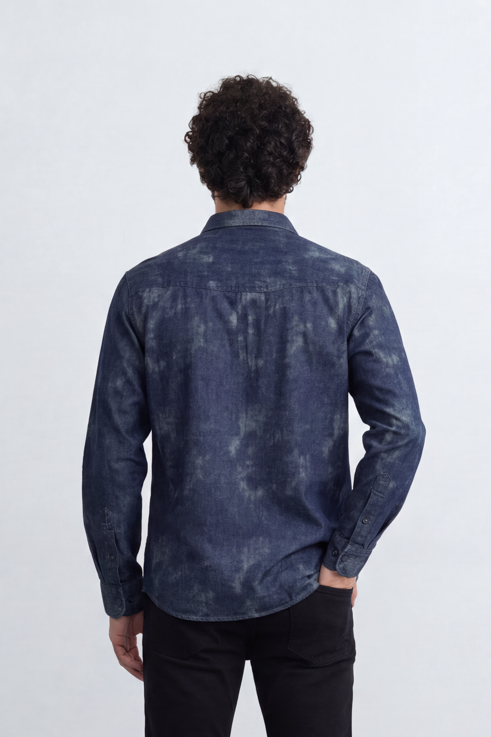 Men’s Tomato Store Night Wash Utility Shirt Cloudy Distress Texture Covers Body Snap Button Front Regular Fit