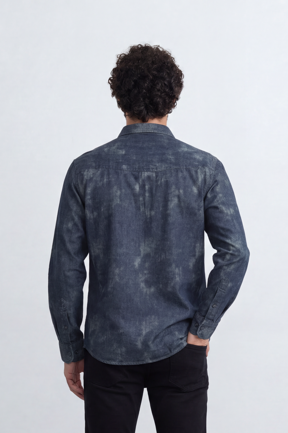 Men’s Tomato Store Night Wash Utility Shirt Cloudy Distress Texture Covers Body Snap Button Front Regular Fit