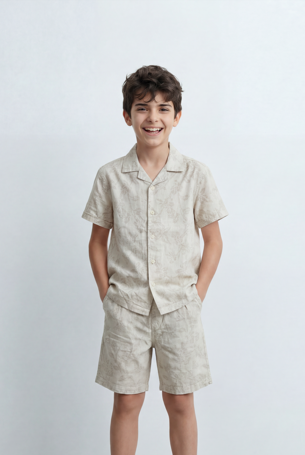 Boy’s Tomato Store Matching Resort Set Coordinated Short Sleeve Finished Tonal Tropical Print Outfit