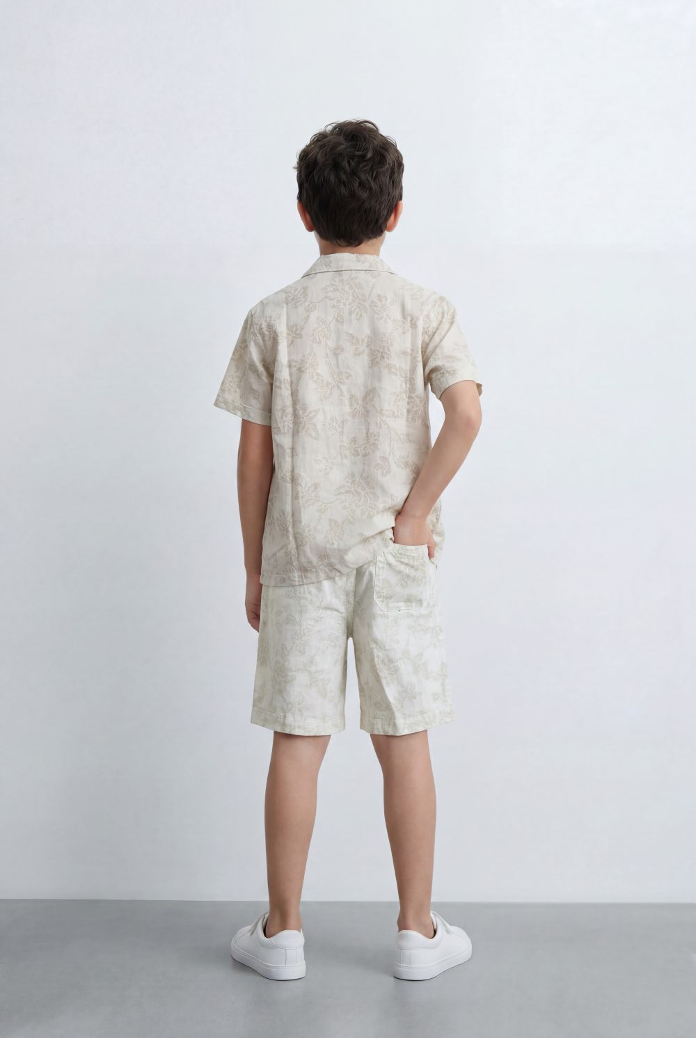 Boy’s Tomato Store Matching Resort Set Coordinated Short Sleeve Finished Tonal Tropical Print Outfit