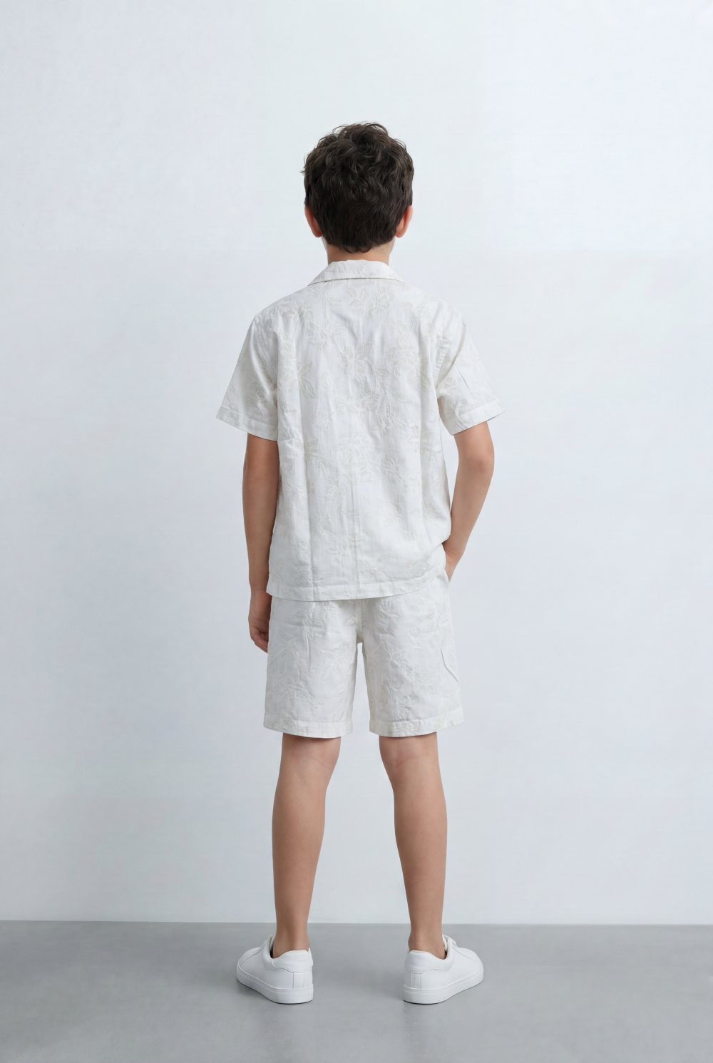 Boy’s Tomato Store Matching Resort Set Coordinated Short Sleeve Finished Tonal Tropical Print Outfit