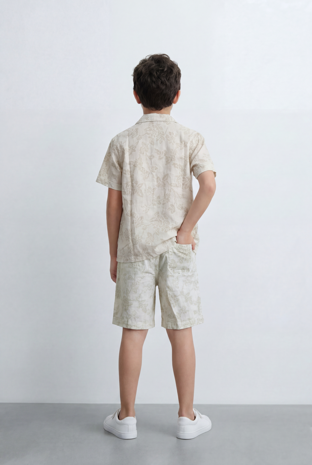 Boy’s Tomato Store Matching Resort Set Coordinated Short Sleeve Finished Tonal Tropical Print Outfit
