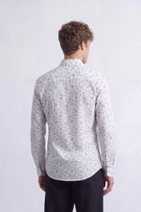 Men's Tomato Store Poplin Shirt Micro Floral Print  Long Sleeve Clean Slim Fit