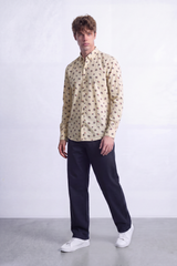 Men's Tomato Store Poplin Shirt Allover Mini Floral Motif Slim Fit Long Sleeve