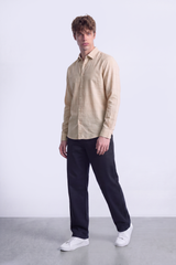 Men's Tomato Store Poplin Shirt Muted Plaid Check Pattern Long Sleeve SlimFit