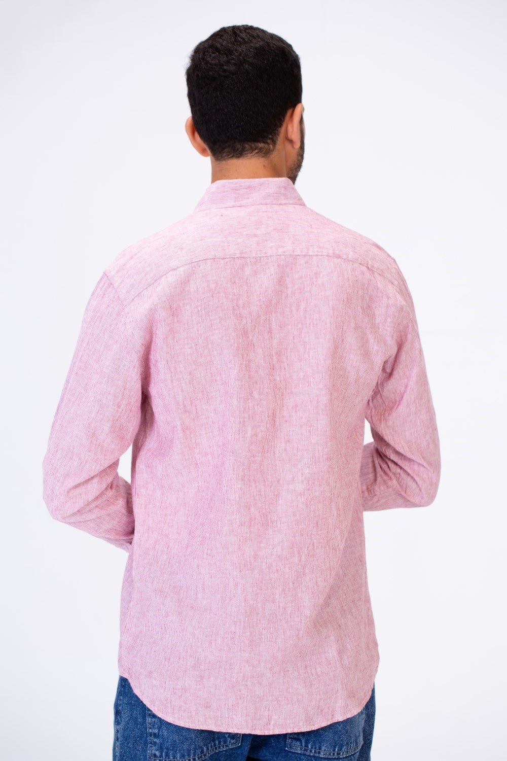 Men's Tomato Store Summer Linen Blend Shirt Button-Down Collar Natural Slub Texture Long Sleeve Slim Fit