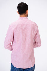 Men's Tomato Store Summer Linen Blend Shirt Button-Down Collar Natural Slub Texture Long Sleeve Slim Fit