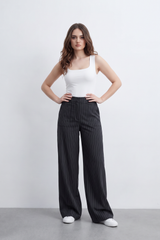 Women’s Tomato Store City Pinstripe Wide Pants Vertical Pinstripe Pattern Sharpens Smooth Tailored