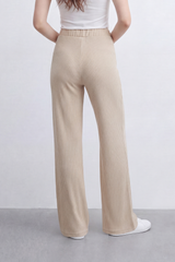 Women’s Tomato Store Rib Flow Pants Vertical Ribbed Texture Shapes A Soft Wide Leg Look Stretch Waist