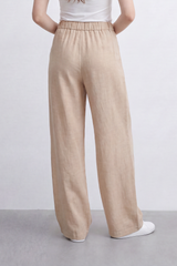 Women’s Tomato Store Button Trail Wide Pants Slub Grain Texture Falls Through A Relaxed Wide Shape