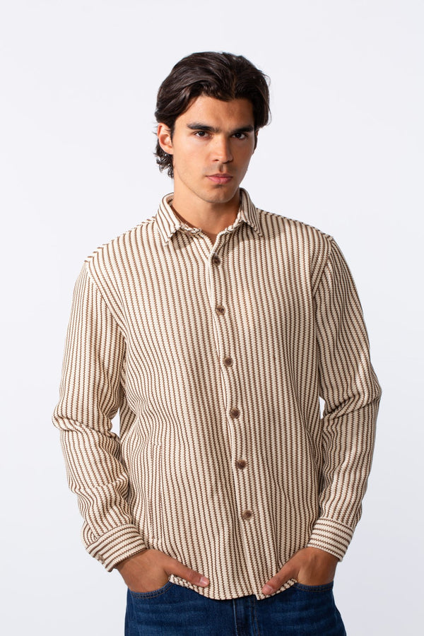 Men's Striped Regular Fit Winter Shirt