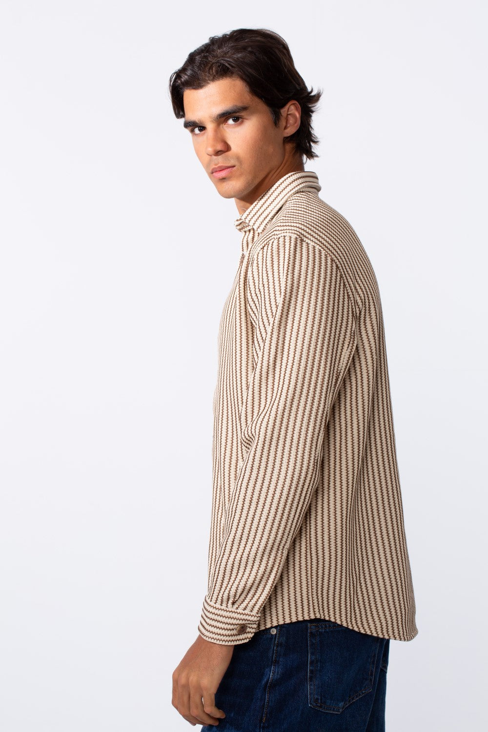 Men's Striped Regular Fit Winter Shirt