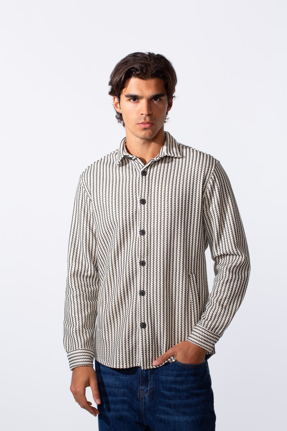 Men's Striped Regular Fit Winter Shirt