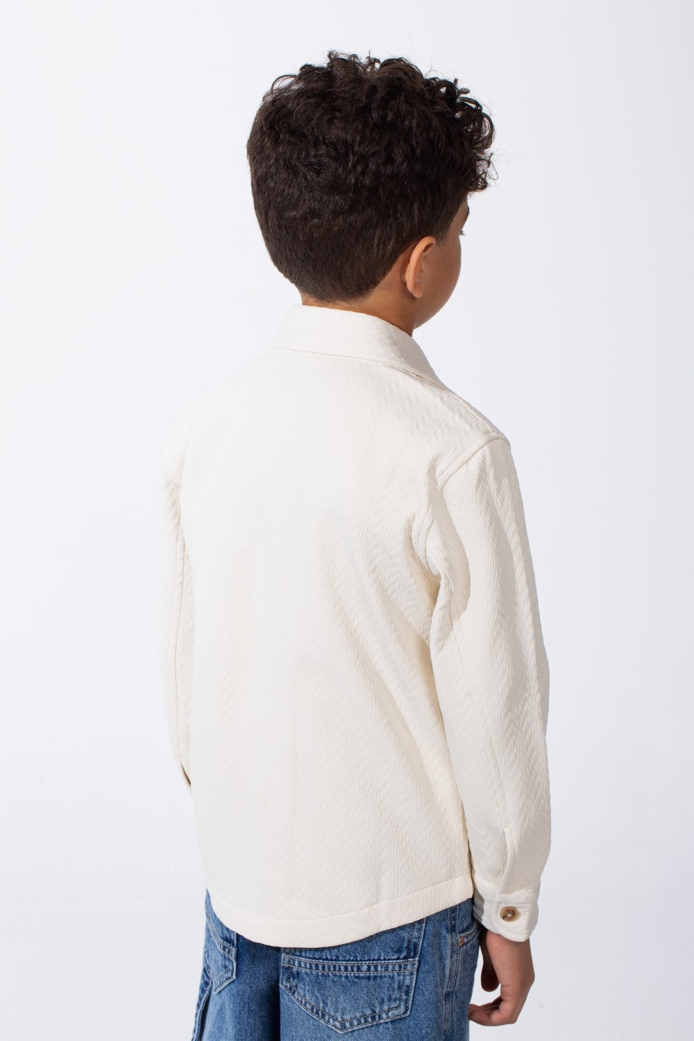 Boy's Button-Down Design Classic Collar Double Chest Pockets Textured Patterned Fabric Patch Print Versatile Warmth Slim Fit Shirt