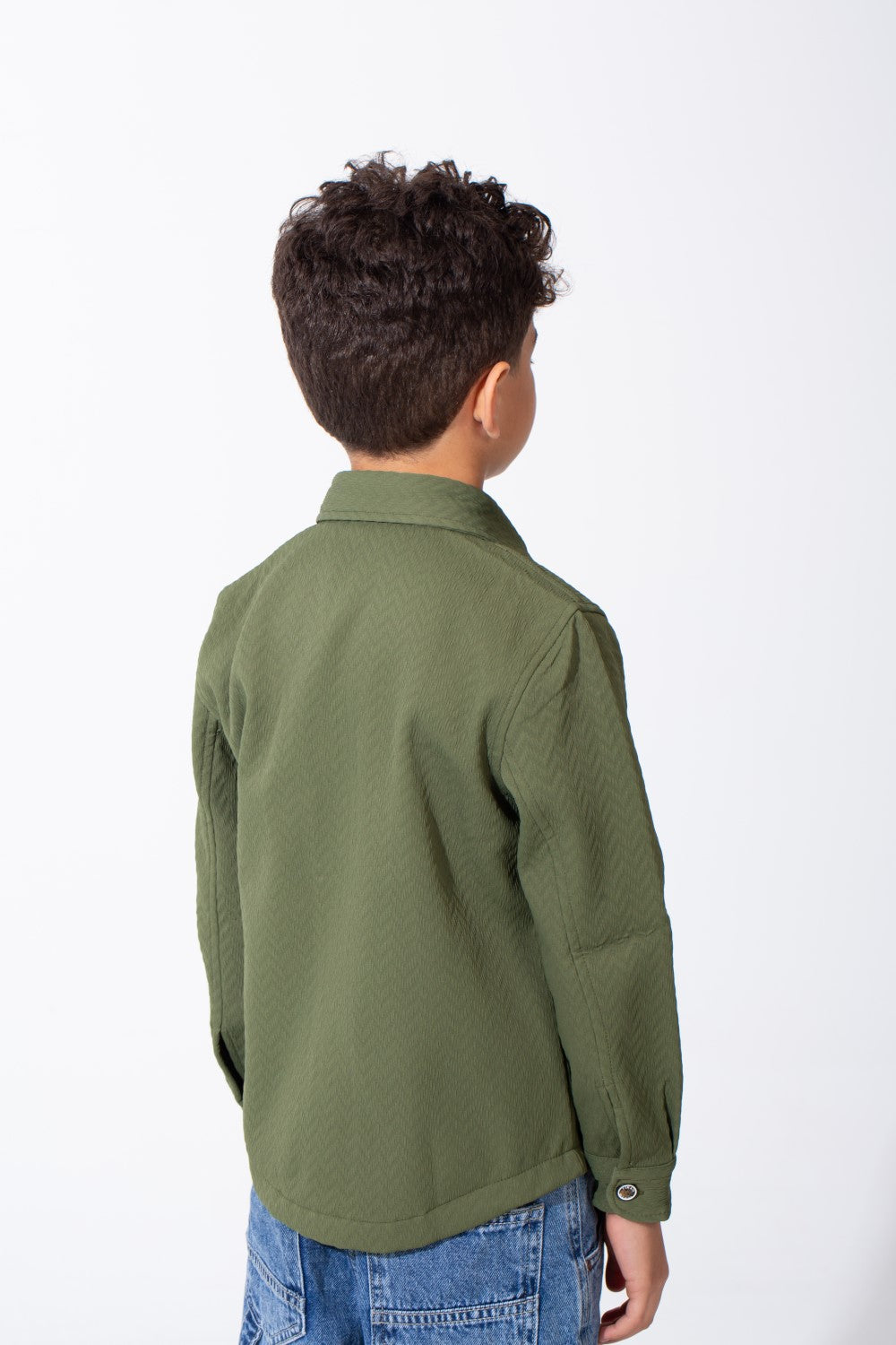 Boy's Button-Down Design Classic Collar Double Chest Pockets Textured Patterned Fabric Patch Print Versatile Warmth Slim Fit Shirt