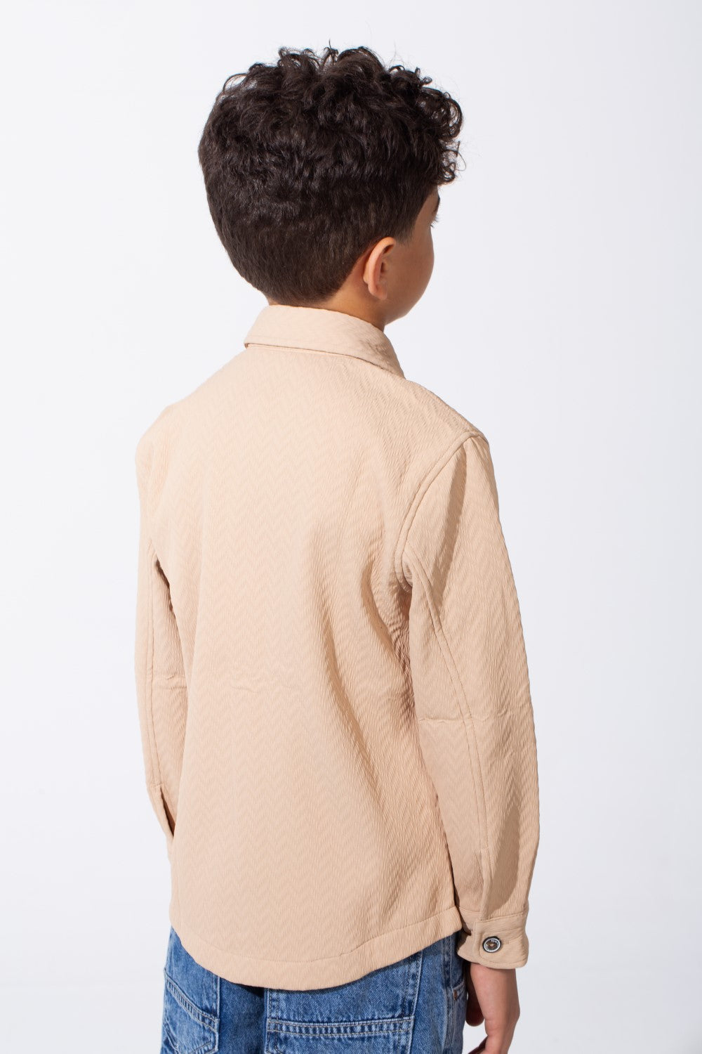 Boy's Button-Down Design Classic Collar Double Chest Pockets Textured Patterned Fabric Patch Print Versatile Warmth Slim Fit Shirt