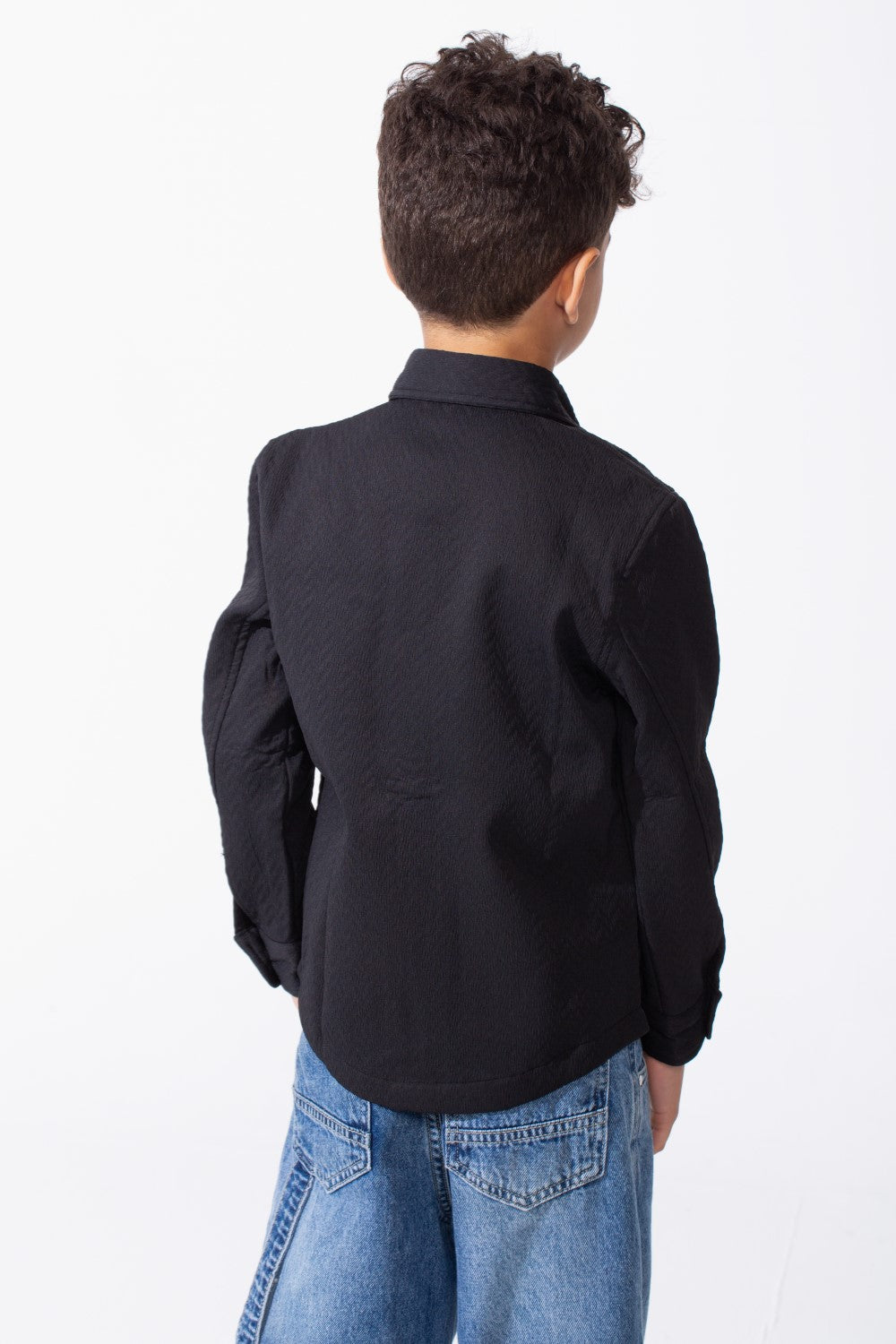 Boy's Button-Down Design Classic Collar Double Chest Pockets Textured Patterned Fabric Patch Print Versatile Warmth Slim Fit Shirt