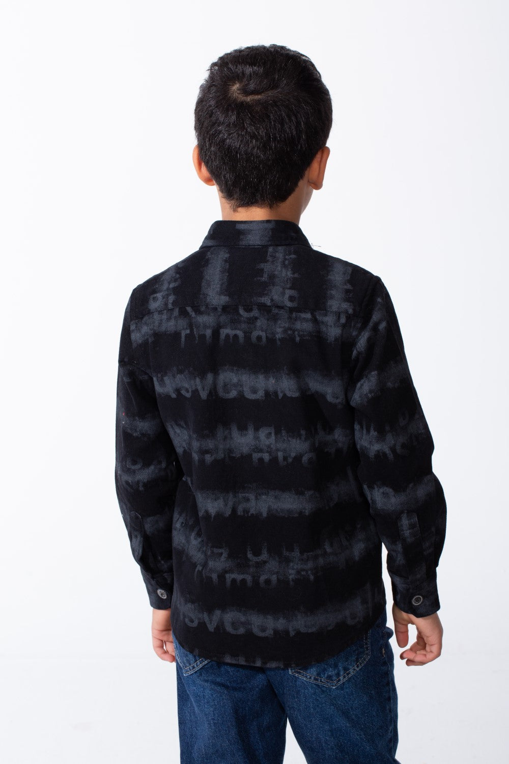 Boy's Button-Down Graphic Panels Left-Chest Utility Pocket Slim Fit Gabardine Shirt