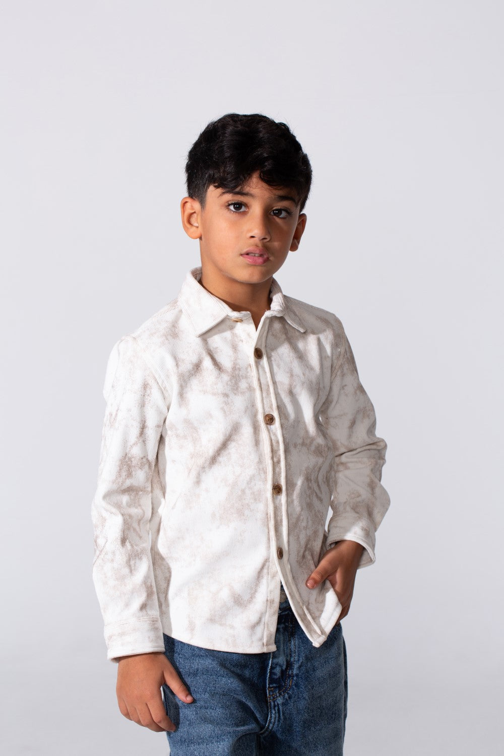 Boy’s Tomato Store Smart Casual Shirt Washed Texture Clean Button Down Front Classic Collar