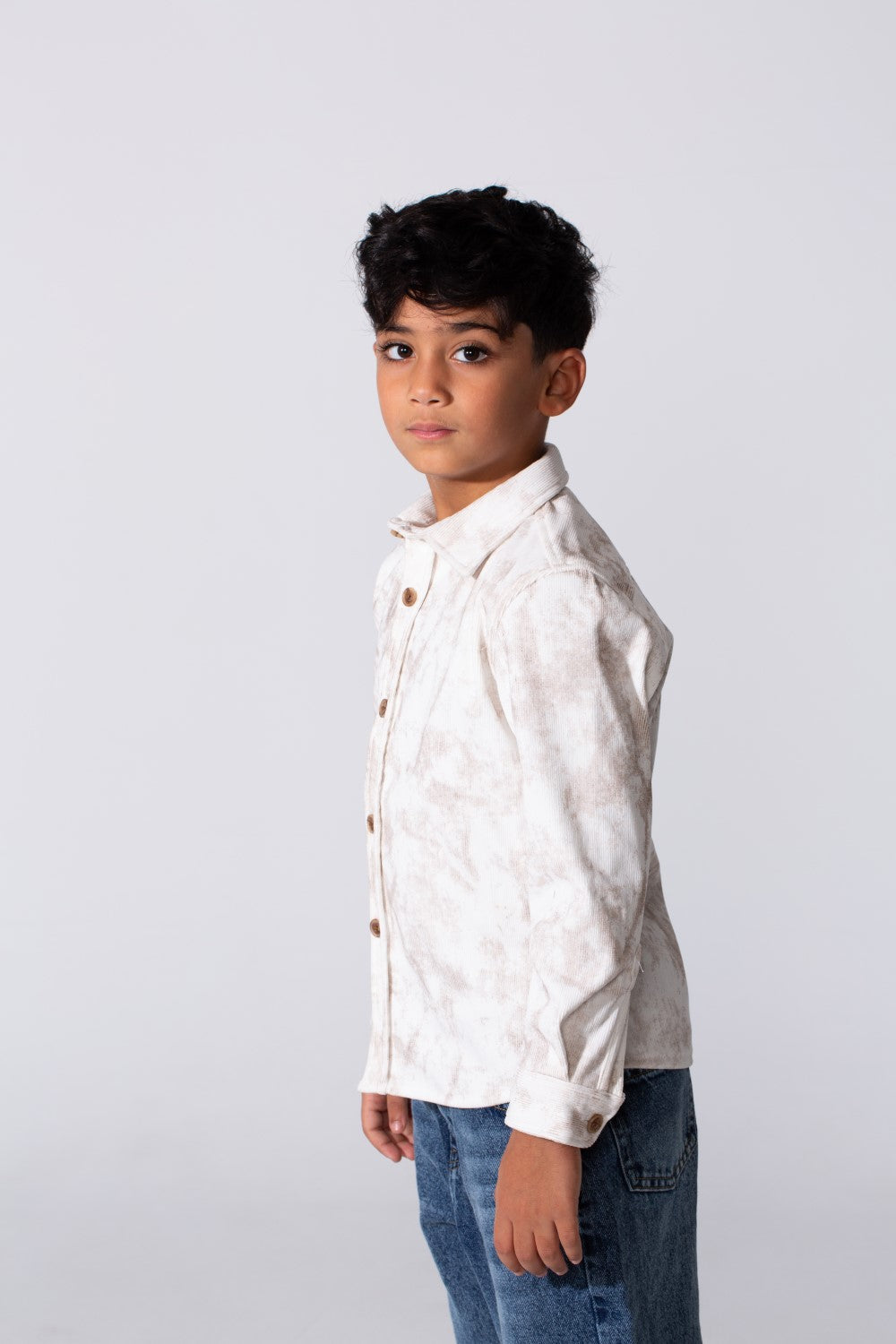 Boy’s Tomato Store Smart Casual Shirt Washed Texture Clean Button Down Front Classic Collar