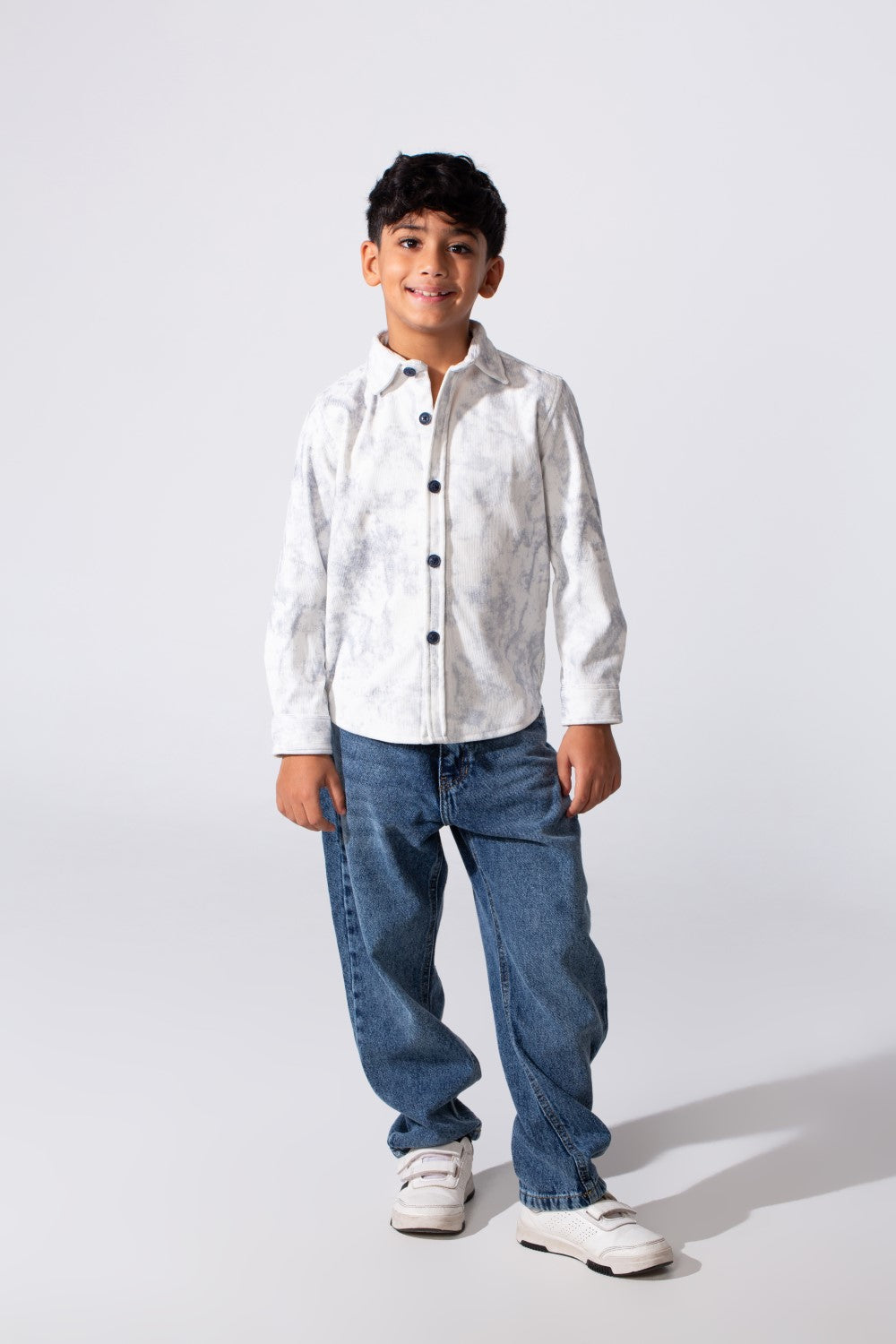 Boy’s Tomato Store Smart Casual Shirt Washed Texture Clean Button Down Front Classic Collar
