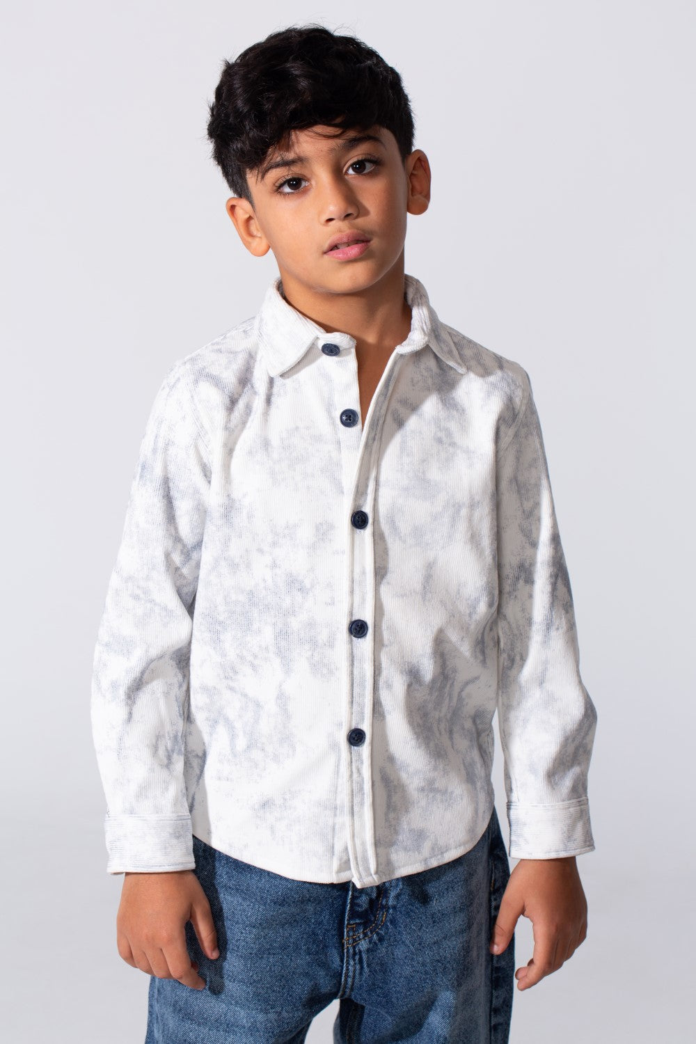 Boy’s Tomato Store Smart Casual Shirt Washed Texture Clean Button Down Front Classic Collar