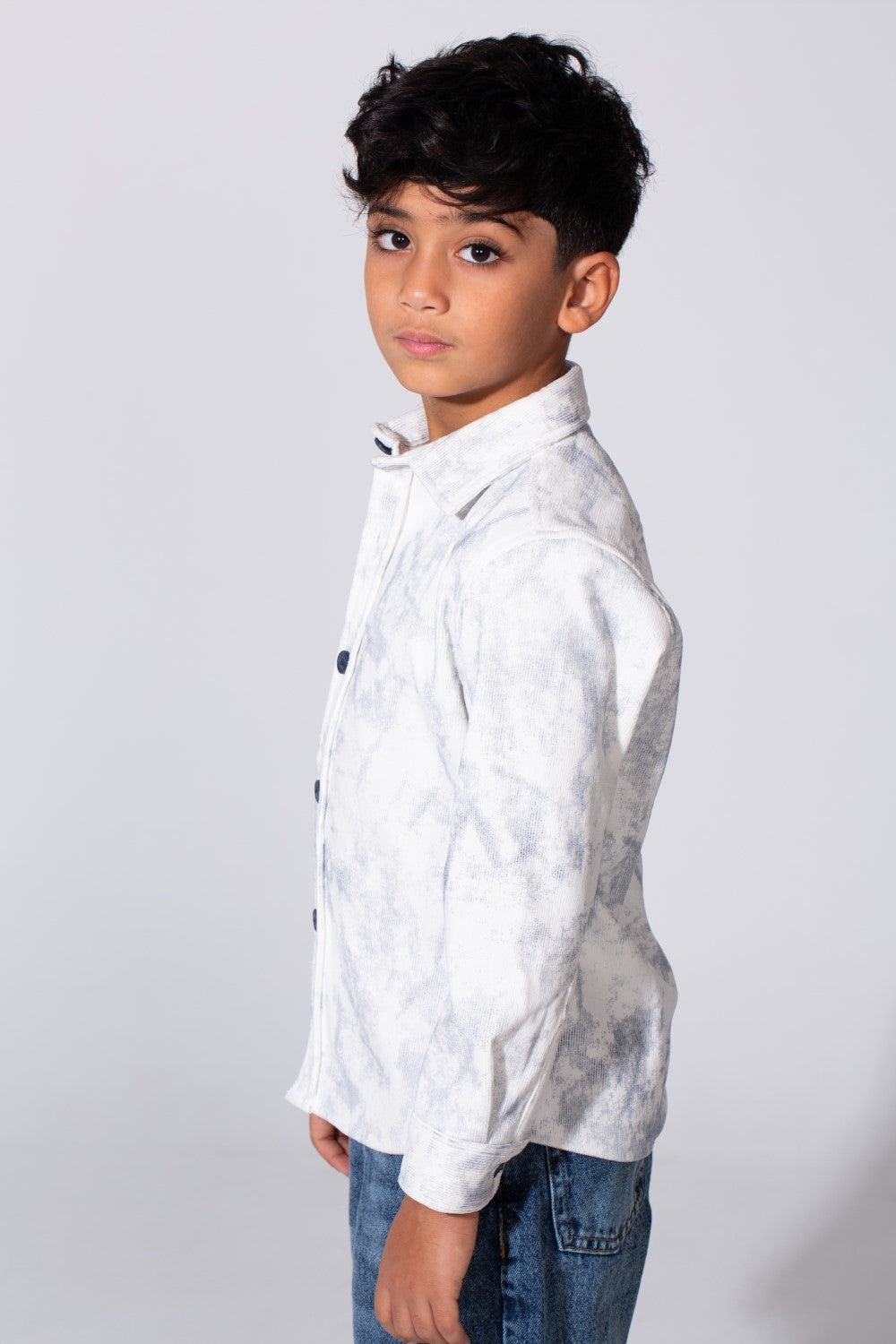 Boy’s Tomato Store Smart Casual Shirt Washed Texture Clean Button Down Front Classic Collar