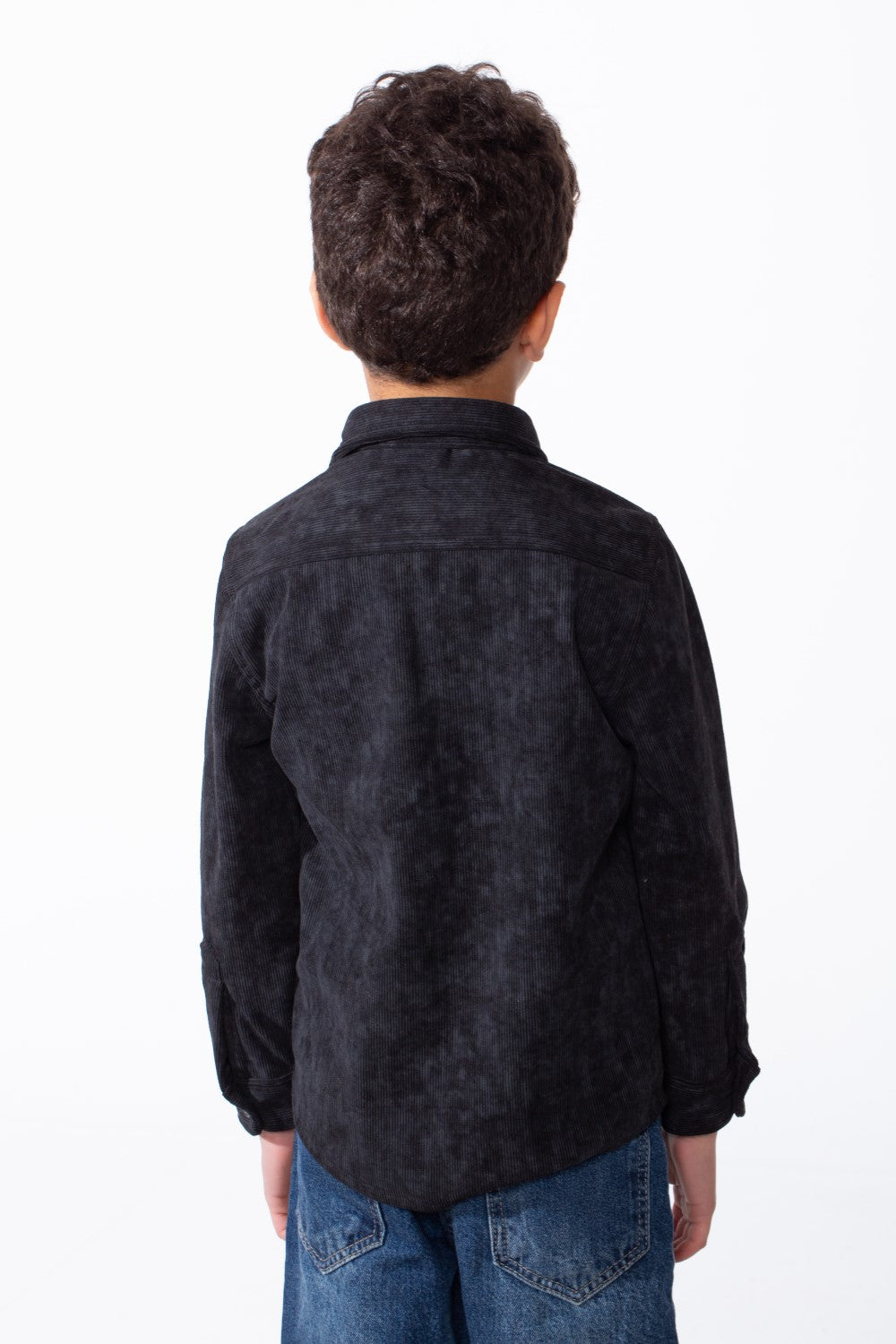 Boy's Striking All Over Jakar Wash Print Tailored Sleeves Detailed Buttoned Cuffs Velvet Slim Fit Shirt