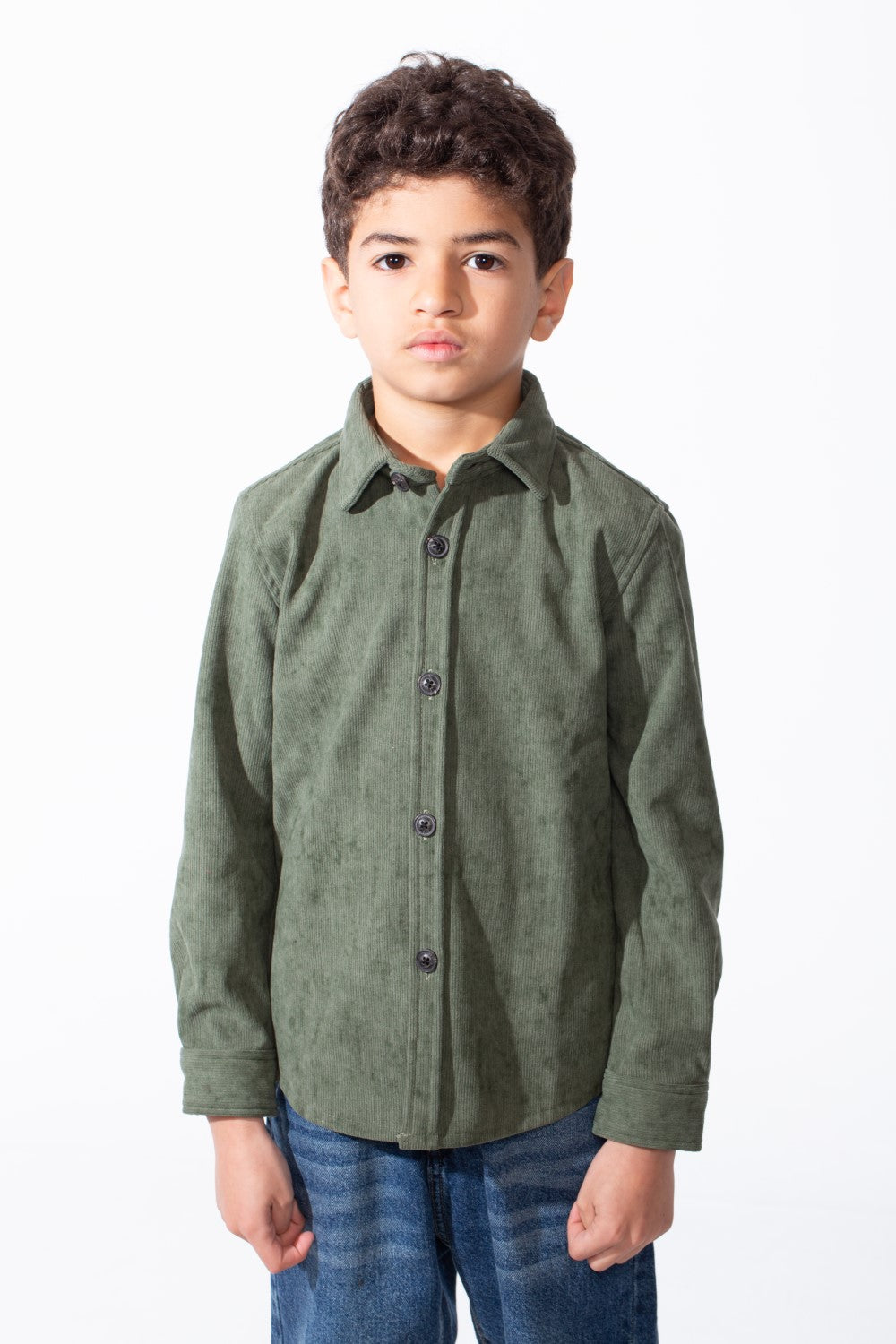 Boy's Striking All Over Jakar Wash Print Tailored Sleeves Detailed Buttoned Cuffs Velvet Slim Fit Shirt