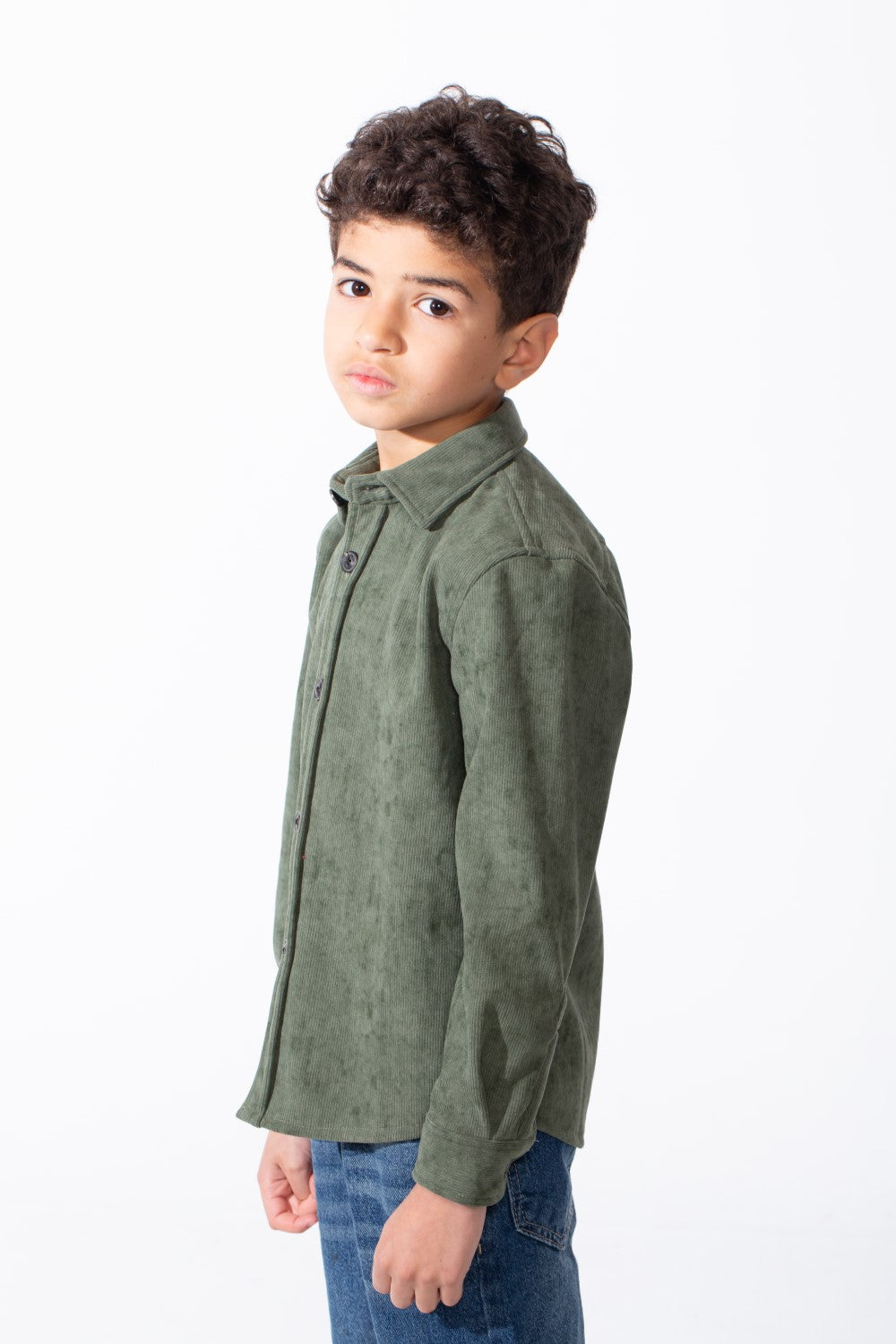 Boy's Striking All Over Jakar Wash Print Tailored Sleeves Detailed Buttoned Cuffs Velvet Slim Fit Shirt