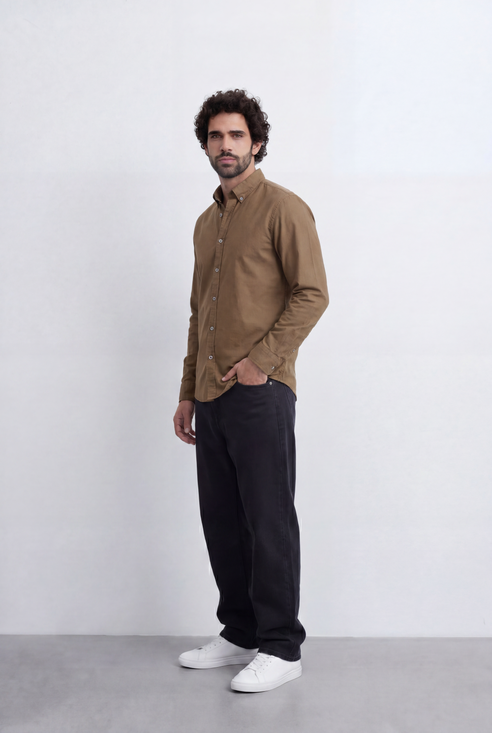 Men’s Tomato Store Clean Oxford Shirt Minimal Solid Finish Soft Structured Fabric Button