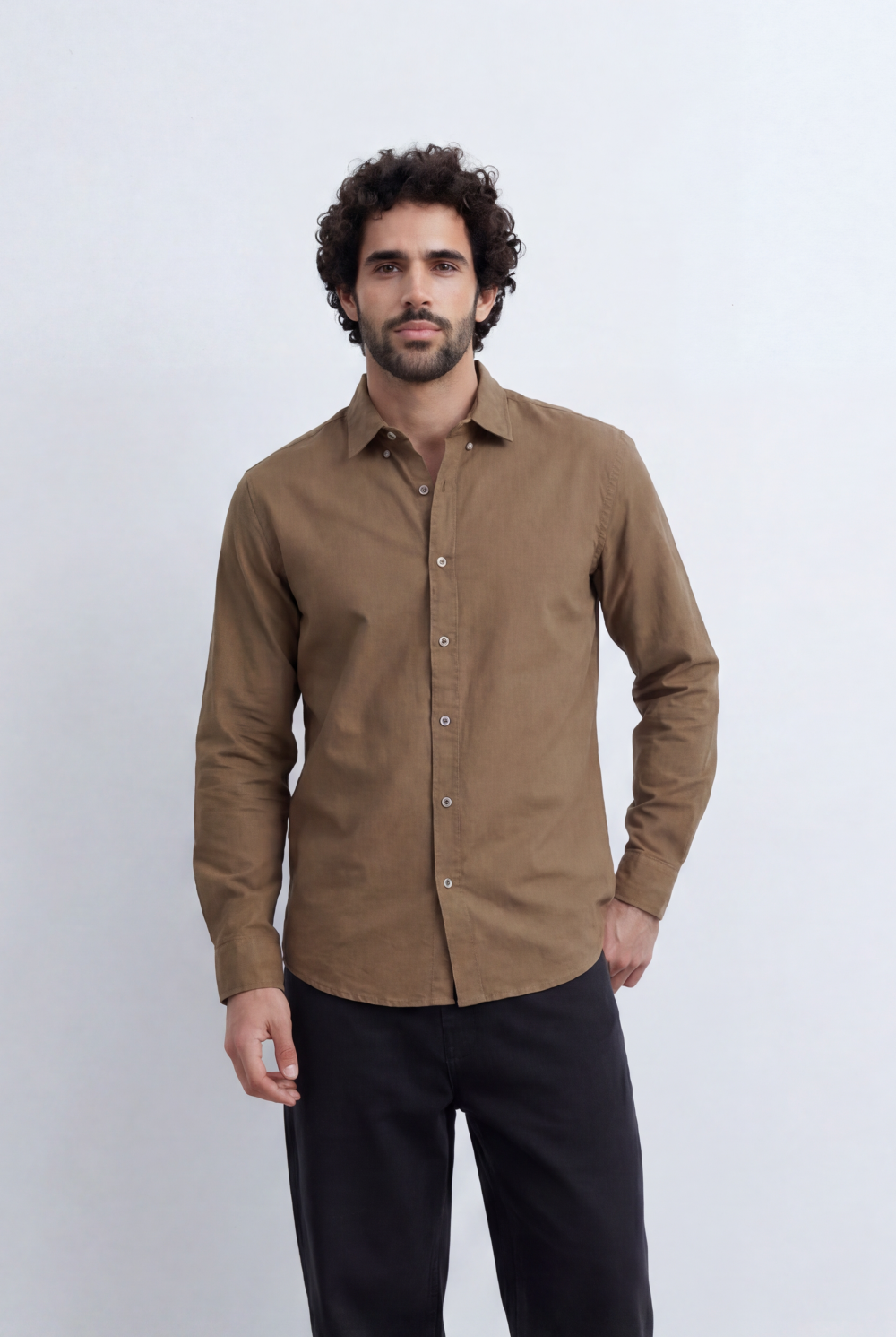 Men’s Tomato Store Clean Oxford Shirt Minimal Solid Finish Soft Structured Fabric Button