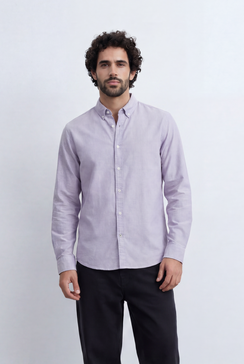 Men’s Tomato Store Clean Oxford Shirt Minimal Solid Finish Soft Structured Fabric Button
