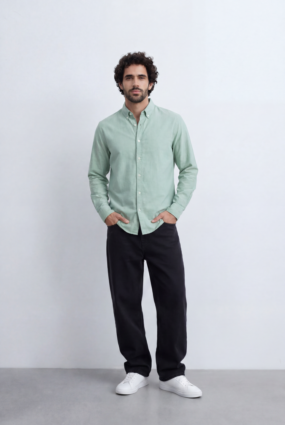 Men’s Tomato Store Clean Oxford Shirt Minimal Solid Finish Soft Structured Fabric Button