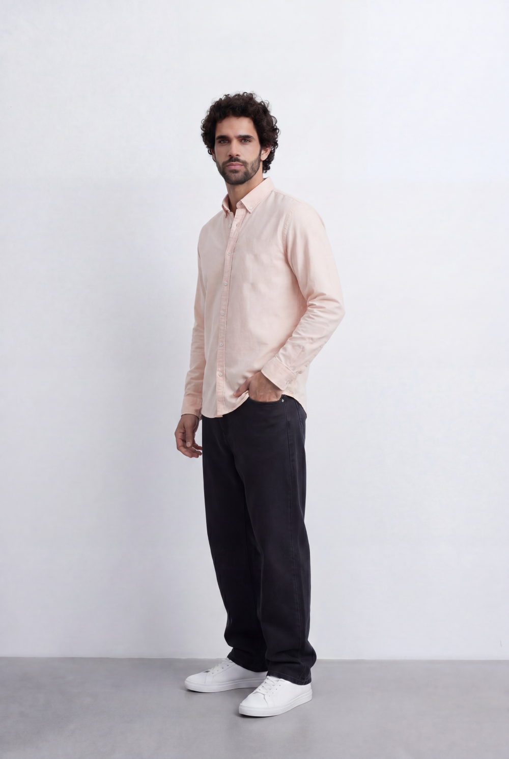 Men’s Tomato Store Clean Oxford Shirt Minimal Solid Finish Soft Structured Fabric Button
