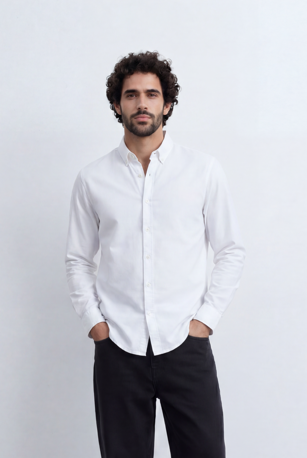 Men’s Tomato Store Clean Oxford Shirt Minimal Solid Finish Soft Structured Fabric Button
