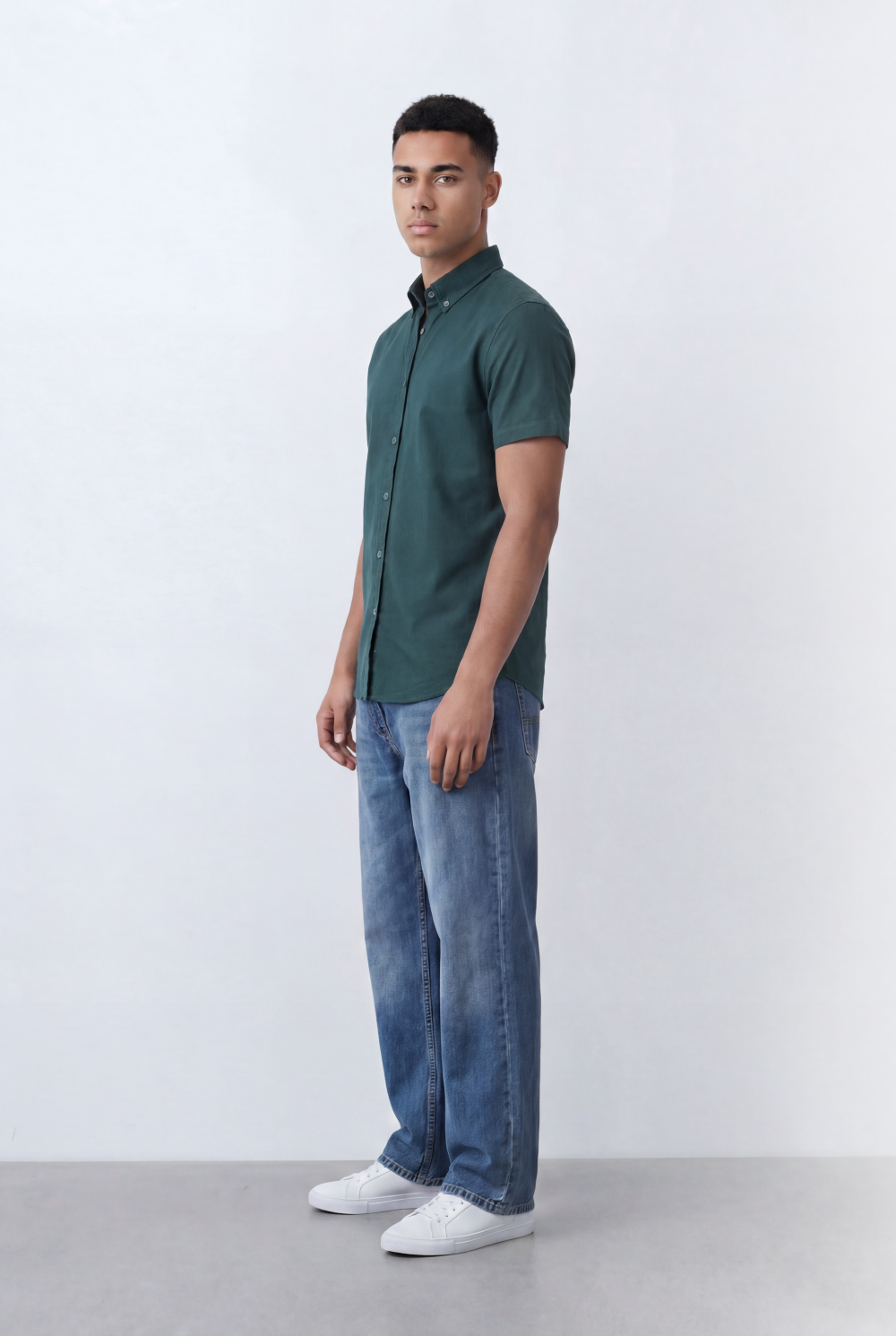 Men’s Tomato Store Oxford Slim Fit Shirt Short Sleeve Button Down Collar Lightweight Breathable Fabric