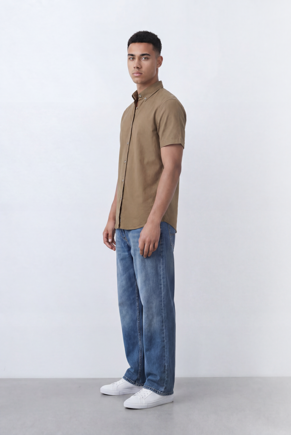 Men’s Tomato Store Oxford Slim Fit Shirt Short Sleeve Button Down Collar Lightweight Breathable Fabric