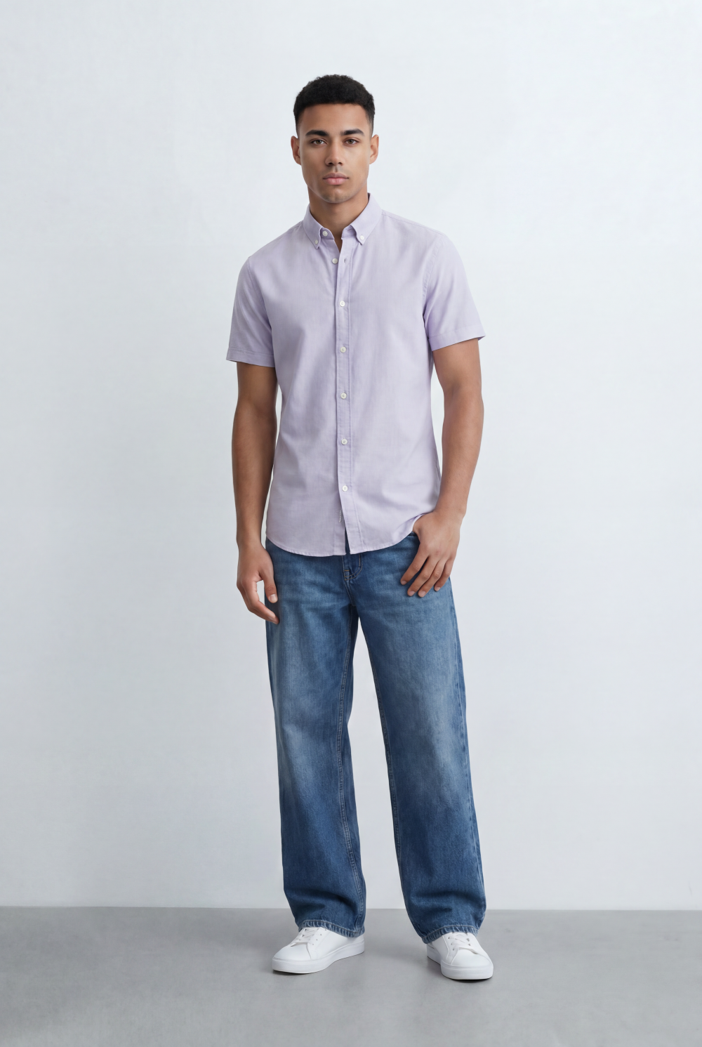 Men’s Tomato Store Oxford Slim Fit Shirt Short Sleeve Button Down Collar Lightweight Breathable Fabric
