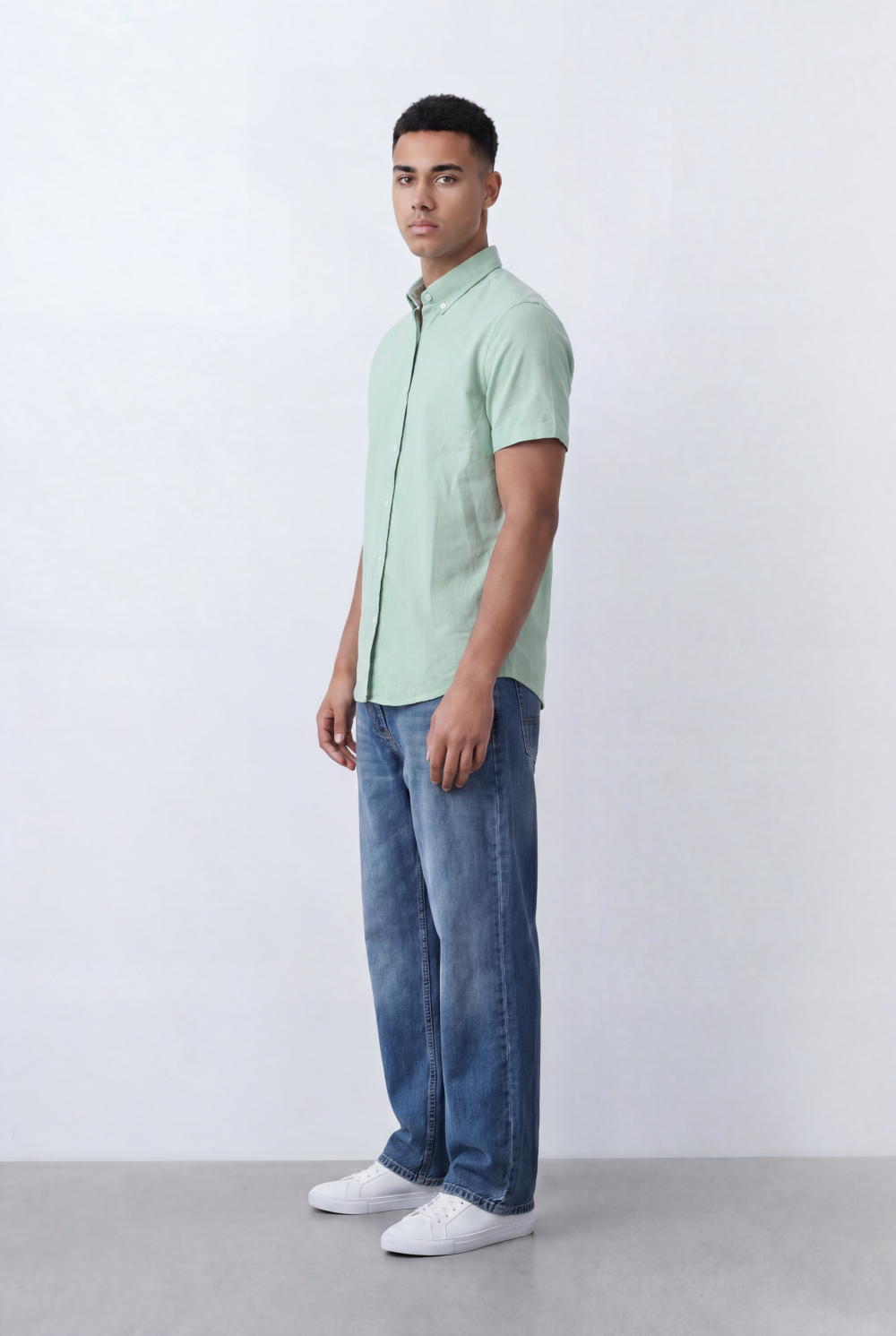 Men’s Tomato Store Oxford Slim Fit Shirt Short Sleeve Button Down Collar Lightweight Breathable Fabric