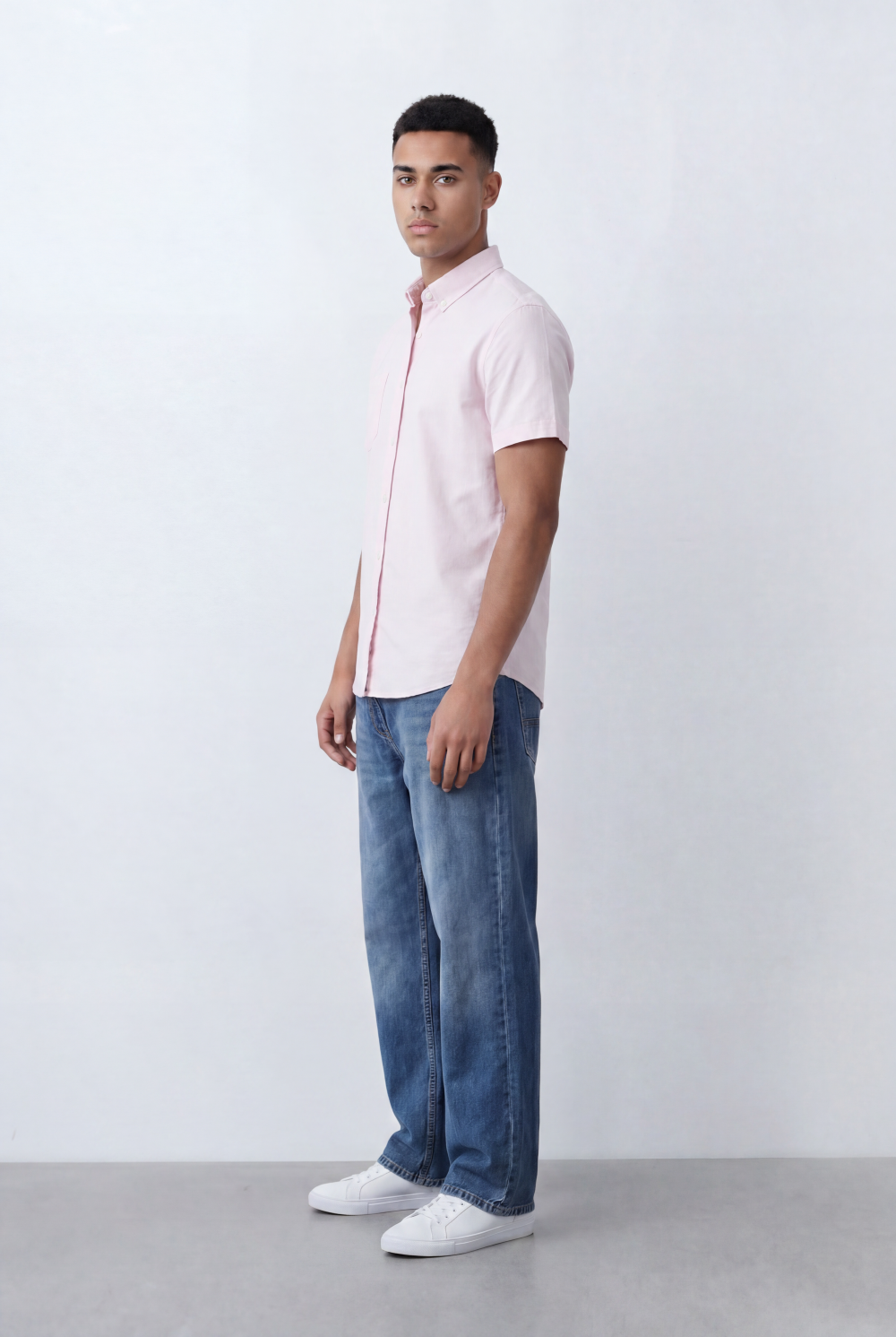 Men’s Tomato Store Oxford Slim Fit Shirt Short Sleeve Button Down Collar Lightweight Breathable Fabric