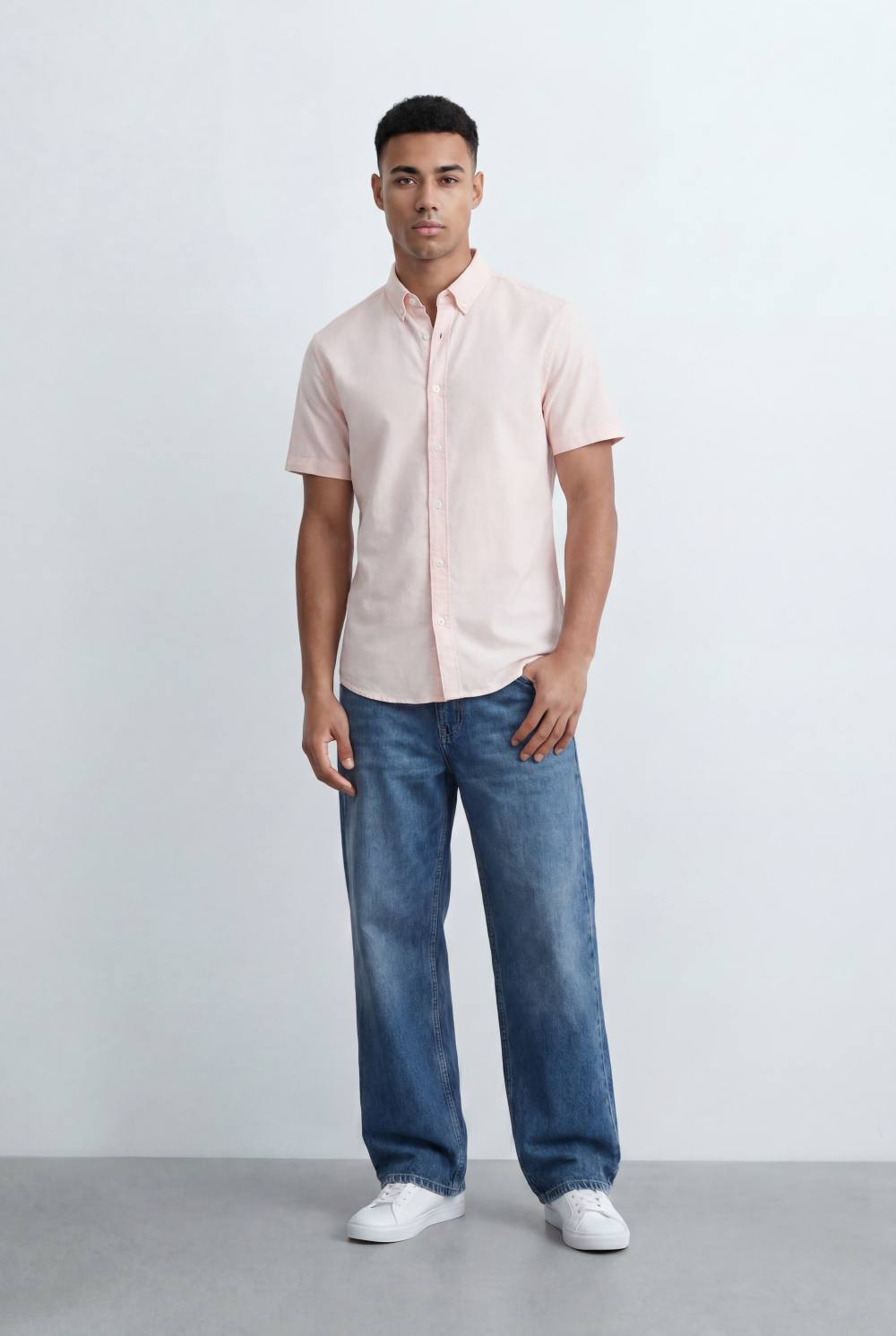 Men’s Tomato Store Oxford Slim Fit Shirt Short Sleeve Button Down Collar Lightweight Breathable Fabric