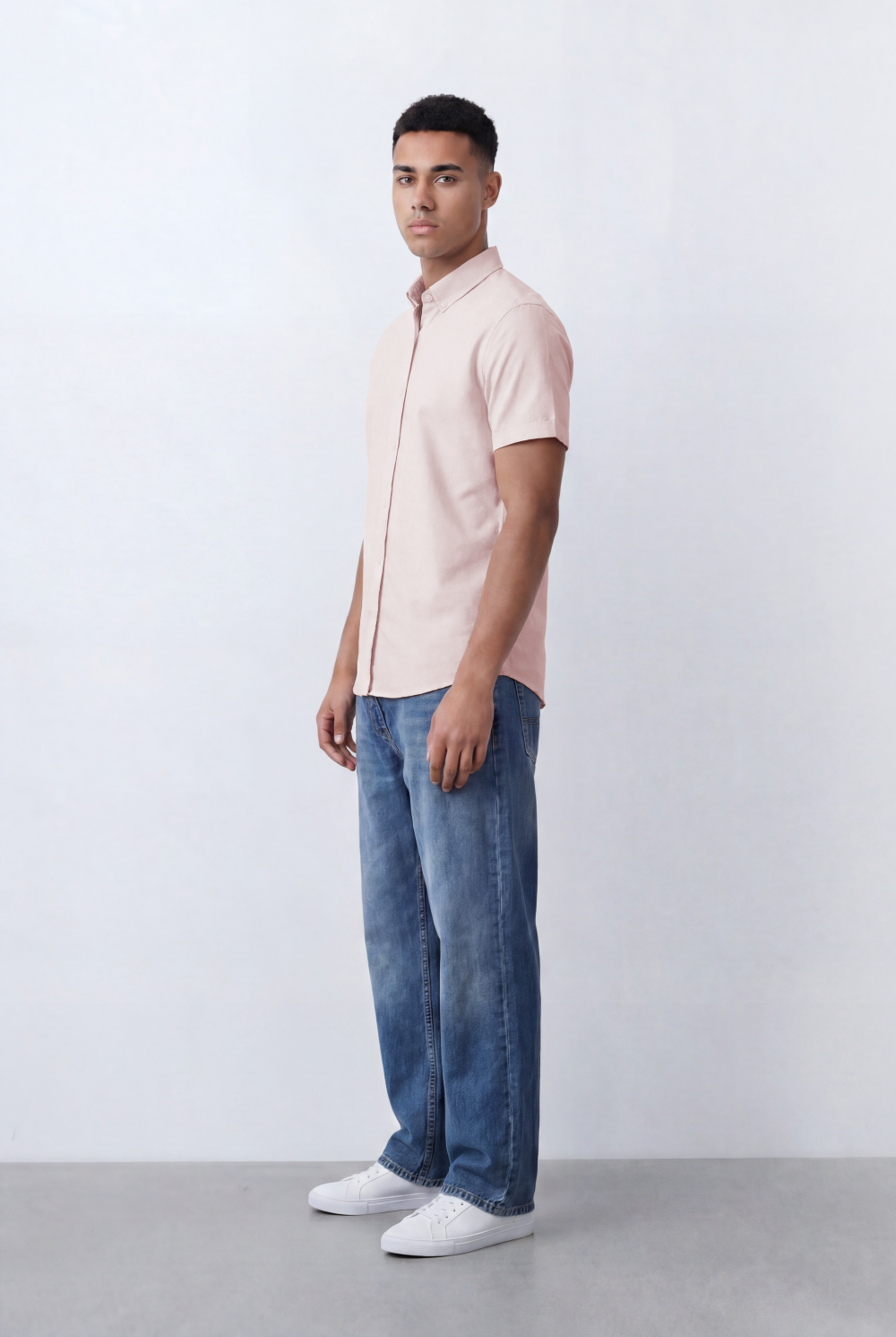 Men’s Tomato Store Oxford Slim Fit Shirt Short Sleeve Button Down Collar Lightweight Breathable Fabric