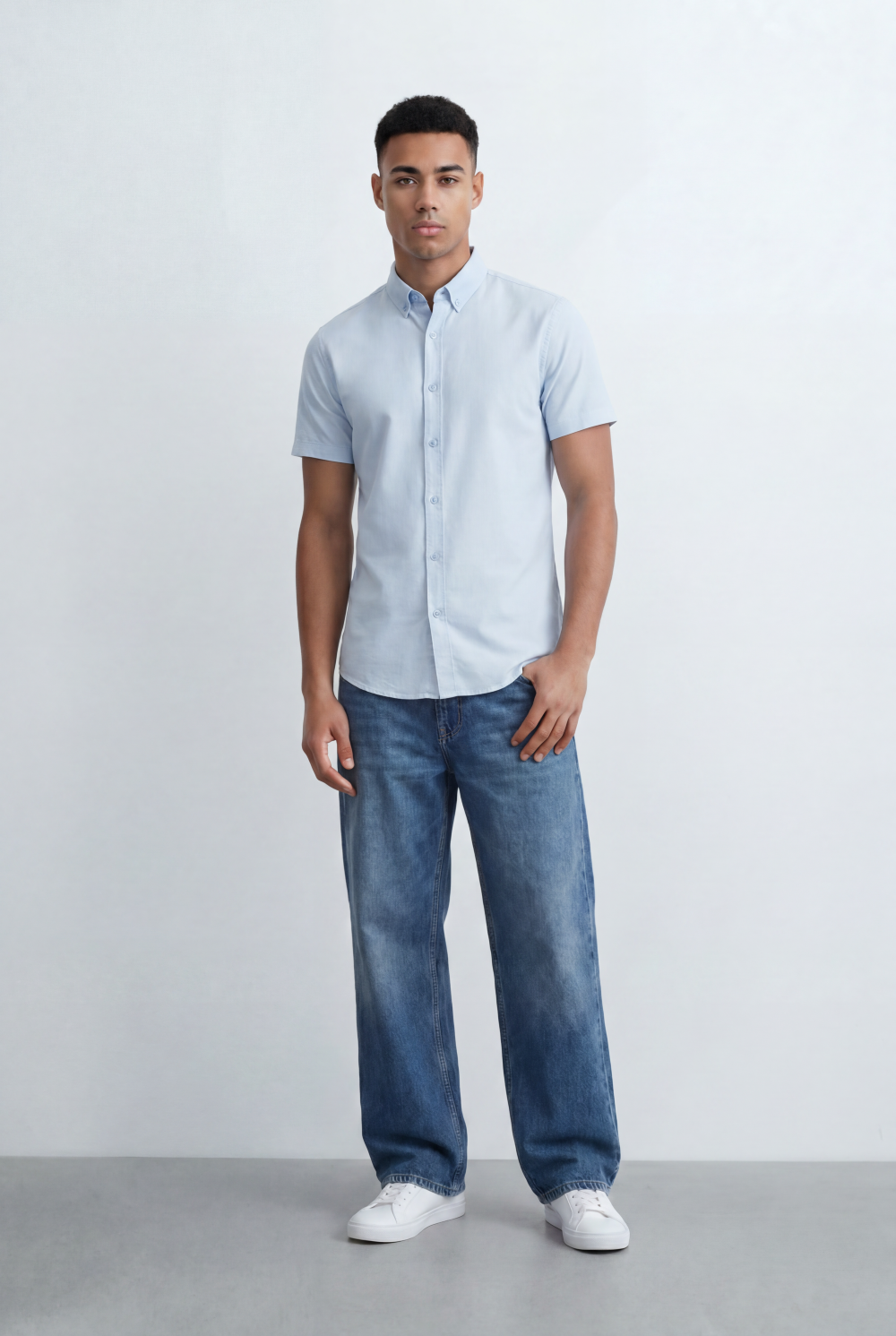 Men’s Tomato Store Oxford Slim Fit Shirt Short Sleeve Button Down Collar Lightweight Breathable Fabric