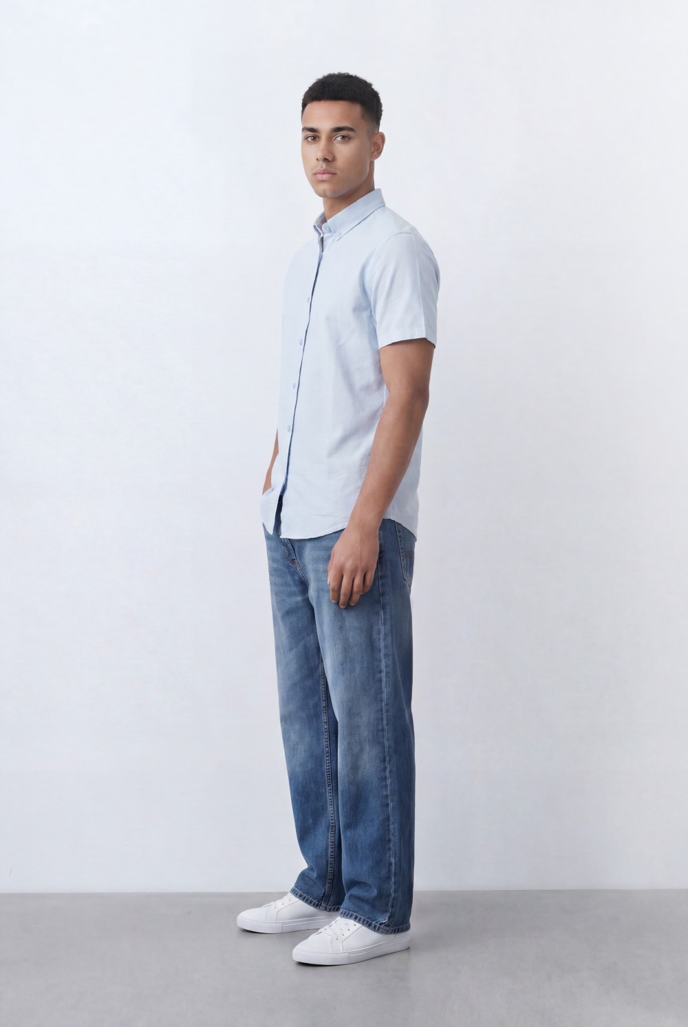 Men’s Tomato Store Oxford Slim Fit Shirt Short Sleeve Button Down Collar Lightweight Breathable Fabric