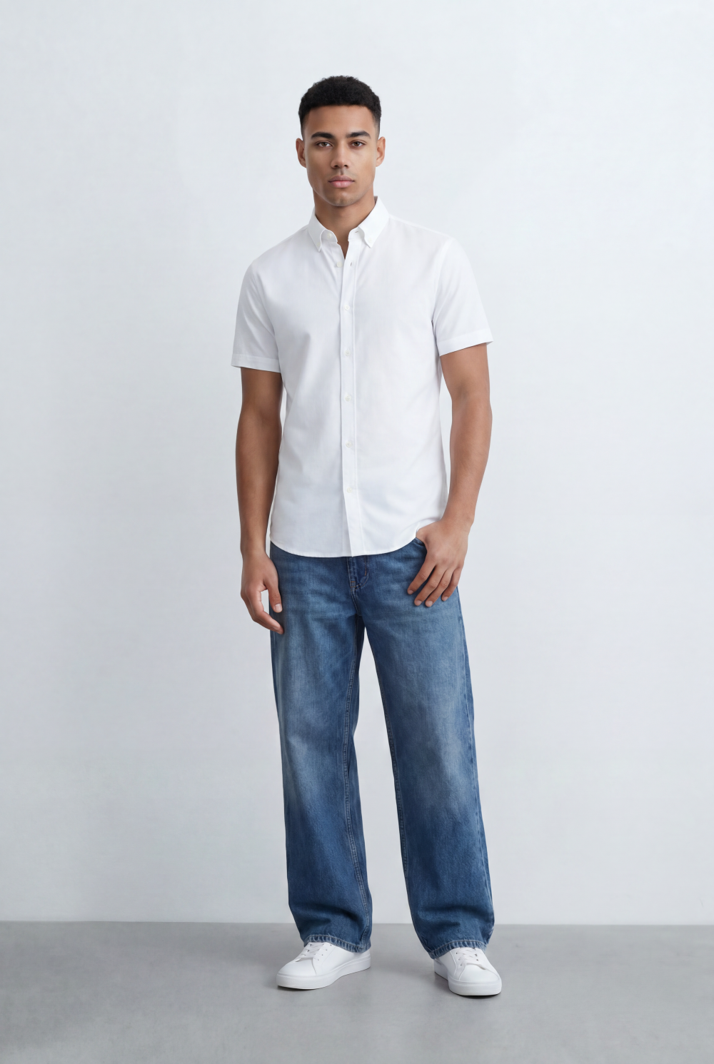 Men’s Tomato Store Oxford Slim Fit Shirt Short Sleeve Button Down Collar Lightweight Breathable Fabric