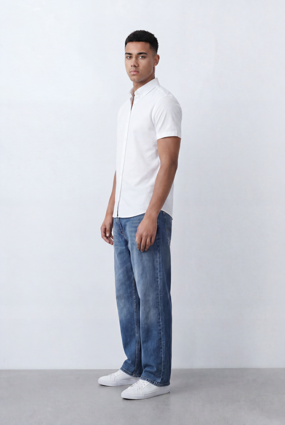 Men’s Tomato Store Oxford Slim Fit Shirt Short Sleeve Button Down Collar Lightweight Breathable Fabric