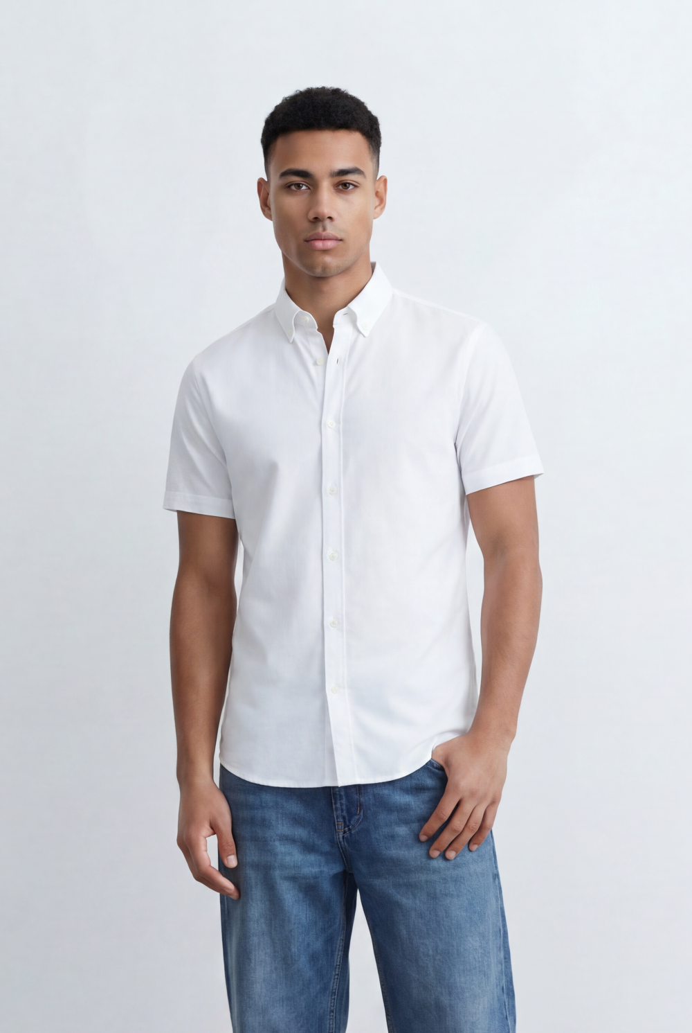 Men’s Tomato Store Oxford Slim Fit Shirt Short Sleeve Button Down Collar Lightweight Breathable Fabric